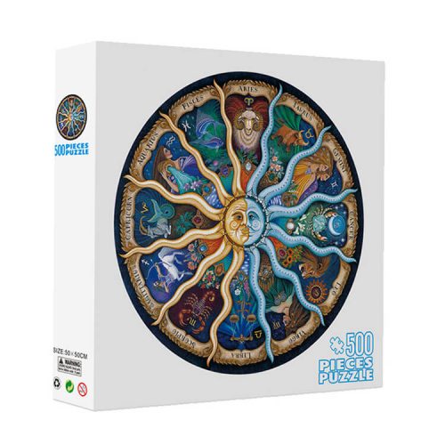 Zodiac Horoscope Puzzle, DIY Constellation Circular Jigsaw Puzzles for Adults