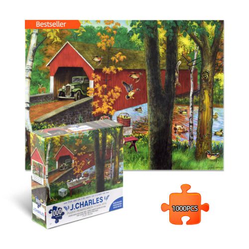 Covered bridge with picnic table Jigsaw Puzzle