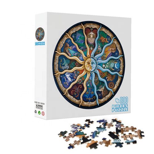 12 zodiac signs round jigsaw puzzle