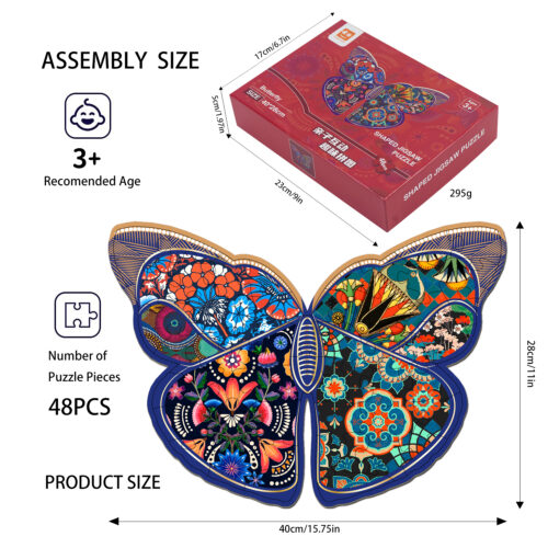 Custom animal Butterfly Shaped art puzzles