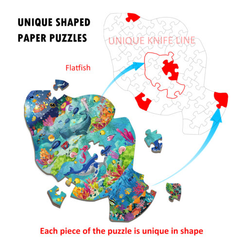 Custom animal Flatfish Shaped art puzzles